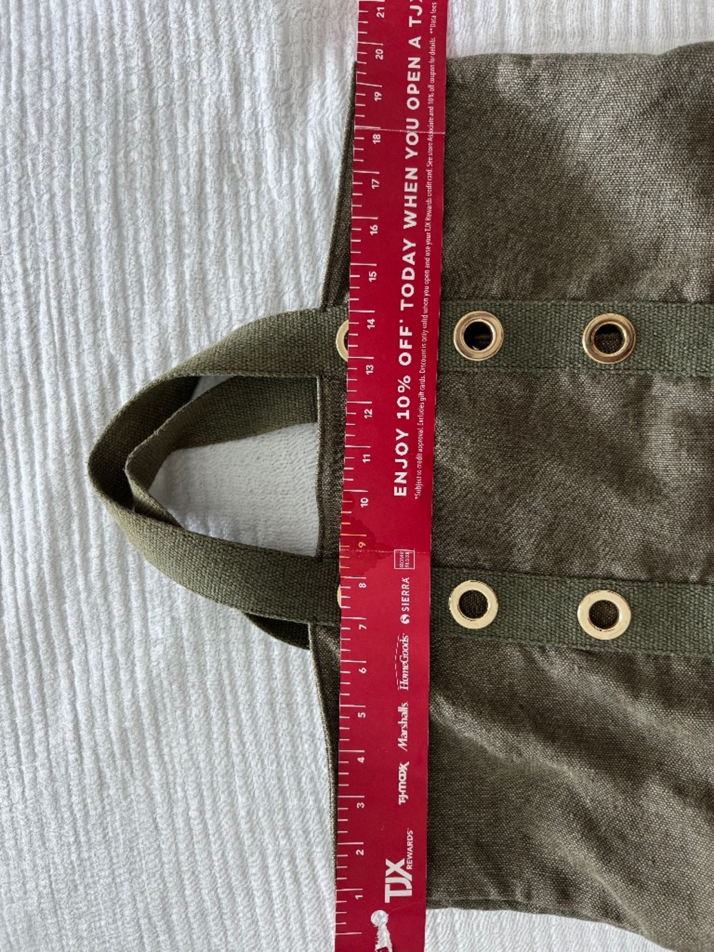 Vanessa Bruno Linen L Cabas Tote – Olive / Khaki – Muted Gold Eyelets – Size L - Picture 9 of 14